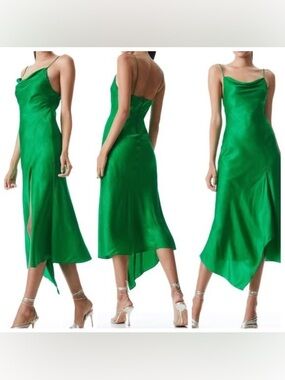 Alice + Olivia Harmony Draped Dress Emerald Green